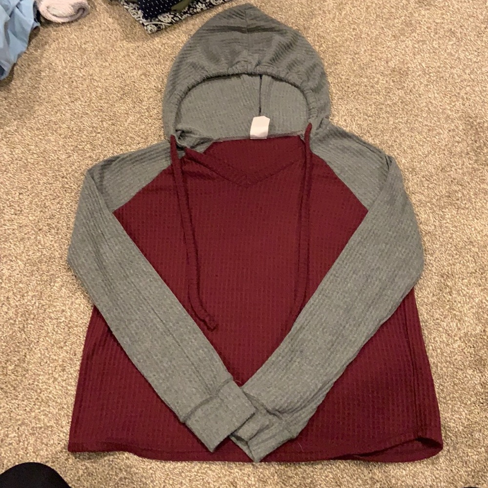 Red & Gray Pull-Over Hoodie